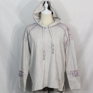 Style & Co Long Sleeve Yoga Hoodie Drawstring Embroidered Sequins Size S